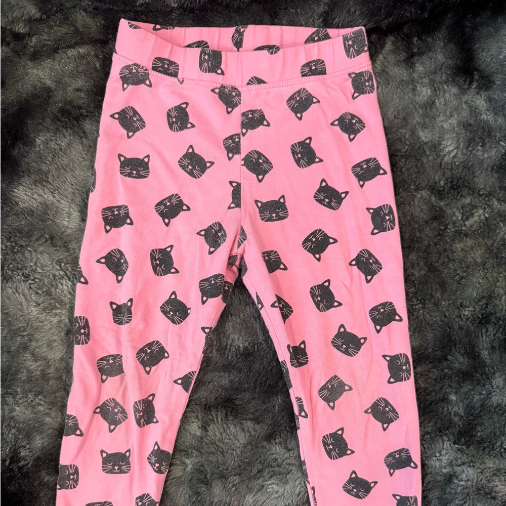 Spotted Zebra 3T Toddler Pink Black Cat Print Leggings